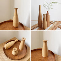 Natural Wooden Flower Vase Plants Holder for Home Office Decorative Fresh Flowers Bottle Plant Pots Decorative Desktop Flowerpot