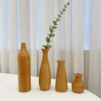 Natural Wooden Flower Vase Plants Holder for Home Office Decorative Fresh Flowers Bottle Plant Pots Decorative Desktop Flowerpot