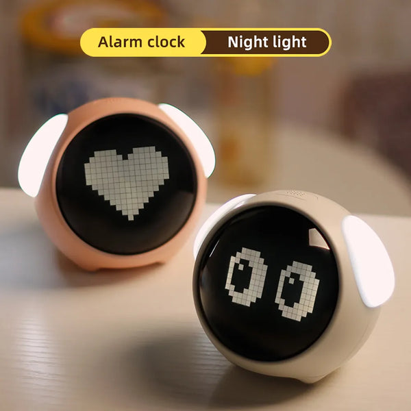 Children's Smart Alarm Clock Cute Expression Electronic Table clock with night light Calendar Chargeable digital watch Kids gift