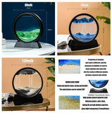 3D Moving Sand Art Picture Round Glass Deep Sea Sandscape Hourglass Quicksand Craft Flowing Sand Painting Office Home Decor Gift