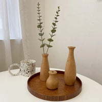 Natural Wooden Flower Vase Plants Holder for Home Office Decorative Fresh Flowers Bottle Plant Pots Decorative Desktop Flowerpot