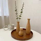 Natural Wooden Flower Vase Plants Holder for Home Office Decorative Fresh Flowers Bottle Plant Pots Decorative Desktop Flowerpot