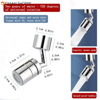 Kitchen Faucet 720 Degrees Rotatable Spout Extension Bubbler Universal Splash Proof Nozzle