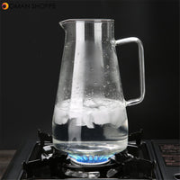 1.5L Clear Glass Pitcher Jug Water Drinking Tea Pot Carafe Stainless Steel Lid