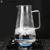 1.5L Clear Glass Pitcher Jug Water Drinking Tea Pot Carafe Stainless Steel Lid