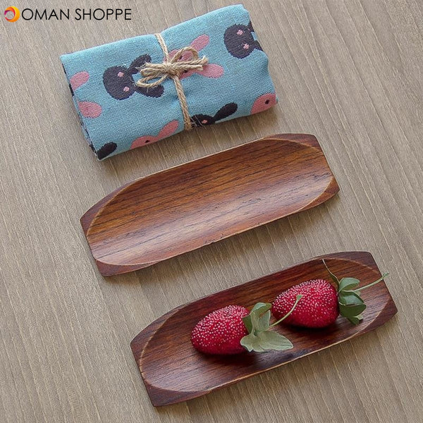 1 pc Solid Wooden Bread Fruit Dishes Saucer Tea Tray Pan Plate Dessert Dinner Wood Plates Towel Dish