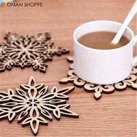 1 PC Wood Coaster Kitchen Christmas Placemat Individual Table Mat for Home Cup Mug Drink Tea Coffee Snowflake Pad Drink Coasters