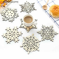 1 PC Wood Coaster Kitchen Christmas Placemat Individual Table Mat for Home Cup Mug Drink Tea Coffee Snowflake Pad Drink Coasters