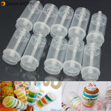 10X Plastic Push Up Cake Containers Lids Shooters For Wedding Birthday Party Cream Piping Bag