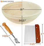 10" Round Bread Banneton Proofing Basket for Sourdough, Includes Linen Liner, Metal Dough Scraper, Scoring Lame & Case, Extra Blades, Rising Dough Baking Bowl Gifts for Artisan Bread Making Starter