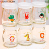 100ML Cartoon Glass Pudding Yogurt Bottle High Temperature Resistant