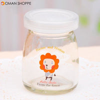 100ML Cartoon Glass Pudding Yogurt Bottle High Temperature Resistant