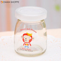 100ML Cartoon Glass Pudding Yogurt Bottle High Temperature Resistant