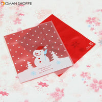 100pcs / Lot Lovely Christmas Snowman Cookie Bag Packing Bag