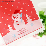 100pcs / Lot Lovely Christmas Snowman Cookie Bag Packing Bag