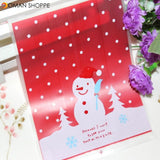 100pcs / Lot Lovely Christmas Snowman Cookie Bag Packing Bag