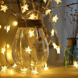 10/20/30/40 Leds Star Shaped LED Fairy String Lights Battery Operated Holiday Christmas Party Wedding Decoration Fairy Lights