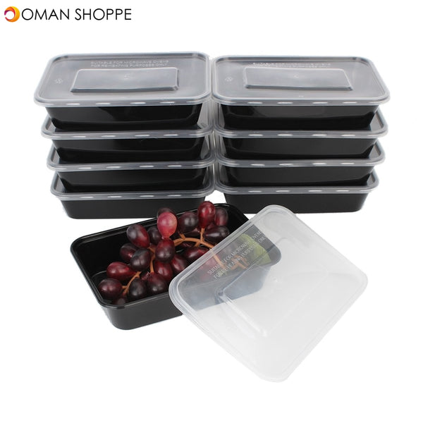 10pcs 16oz Meal Prep Containers Food Storage Reusable Microwavable Plastic Box Lunch Bags