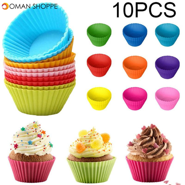 10pcs Round Cake Cup 7cm Silicone Cake Cup DIY Baking Mold Pudding  Cake Mold Cupcake Cases Liners Wedding Party