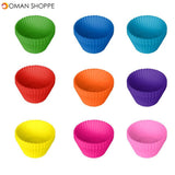 10pcs Round Cake Cup 7cm Silicone Cake Cup DIY Baking Mold Pudding  Cake Mold Cupcake Cases Liners Wedding Party