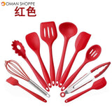 10PCS Silicone Kitchenware Non-stick Cookware Cooking Tool Spatula Ladle Egg Beaters Shovel Spoon Soup Kitchen Utensils Set