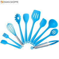 10PCS Silicone Kitchenware Non-stick Cookware Cooking Tool Spatula Ladle Egg Beaters Shovel Spoon Soup Kitchen Utensils Set