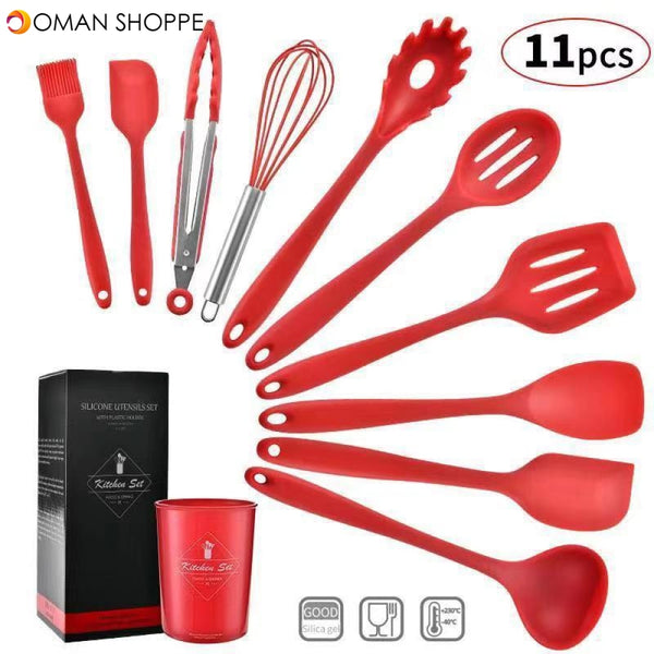 10/11PCS Silicone Kitchenware Non-stick Cookware Cooking Tool Spatula Ladle Egg Beaters Shovel Spoon Soup Kitchen Utensils Set