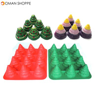 12 Holes 3D Christmas Tree Cake Mold Mousses Silicone Mould Cake Pan Tin Tray Baking Tool