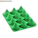 12 Holes 3D Christmas Tree Cake Mold Mousses Silicone Mould Cake Pan Tin Tray Baking Tool