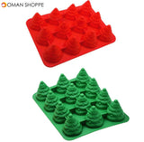 12 Holes 3D Christmas Tree Cake Mold Mousses Silicone Mould Cake Pan Tin Tray Baking Tool