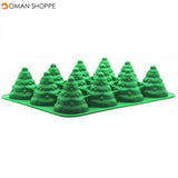 12 Holes 3D Christmas Tree Cake Mold Mousses Silicone Mould Cake Pan Tin Tray Baking Tool