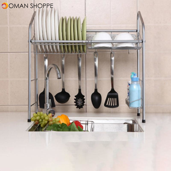 1/2 Layer Stainless Steel Rack Shelf Storage for Kitchen Dishes Arrangement