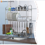 1/2 Layer Tier Stainless Steel Dish Drainer Cutlery Holder Rack Drip Tray Kitchen Tool For Single Sink