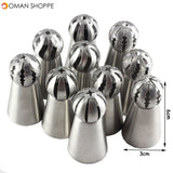 13Pcs/Set Russian Icing Piping Tips 1 Pcs Silicone Bag 1 Coupler Sphere Ball Nozzles Brush Cake Decorating DIY Dessert