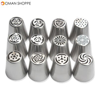 14pc/Set Stainless Steel Russian Tulip Icing Piping Nozzles Flower Cream Pastry Tips Nozzles Silicone Bag Kitchen Accessories