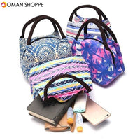 15 Styles Retro Lunch Tote Bag Zipper Travel Picnic Food Storage Container Woman Lady Mummy Handbag