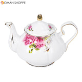 15pcs Fine Bone China Pottery Porcelain Elegant Coffee Tea Pot Cup Set Gifts