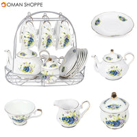 15pcs Fine Bone China Pottery Porcelain Elegant Coffee Tea Pot Cup Set Gifts