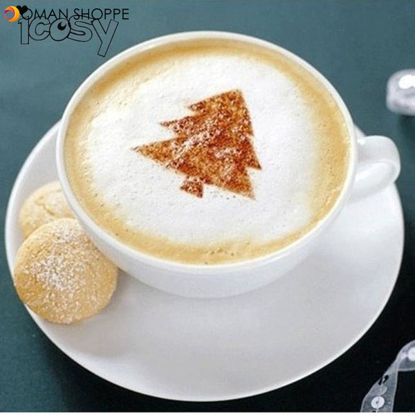 16Pcs Coffee Latte Cappuccino Barista Art Stencils Cake Duster Templates Coffee Tools Accessories Gusto Nespresso Dolce A10D15