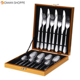 16PCS Cutlery Set Stainless Steel Rainbow Fork Spoon Kitchen Dinnerware Sets With Storage Box