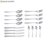 16PCS Cutlery Set Stainless Steel Rainbow Fork Spoon Kitchen Dinnerware Sets With Storage Box