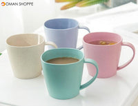 1PC Coffee Mugs Tea Cup Wheat Straw Round Plastic Tumblers Cup Mugs Water Bottle Kettle Home Office Tableware Tools X 039