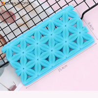 1pcs/ Quyi embossing mold Cake fondant chocolate Heart-shaped Diamond Grain Flowers Printing mould Cake decoration tools15*8cm