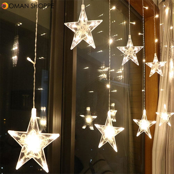 2.5M LED Christmas Lights Star Curtain String Light 220V Fairy Light Outdoor Indoor Garland For Party Wedding Holiday Decoration