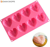 2 Pack Silicone Chocolate Mold, 8 Cavities 3D Diamond Heart Mold Heart Love Shaped Cake Molds(White and Pink)