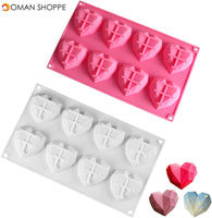 2 Pack Silicone Chocolate Mold, 8 Cavities 3D Diamond Heart Mold Heart Love Shaped Cake Molds(White and Pink)