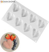 2 Pack Silicone Chocolate Mold, 8 Cavities 3D Diamond Heart Mold Heart Love Shaped Cake Molds(White and Pink)