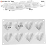 2 Pack Silicone Chocolate Mold, 8 Cavities 3D Diamond Heart Mold Heart Love Shaped Cake Molds(White and Pink)