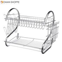 2-Tier Dish Rack Drain Drainer Home Kitchen Cup Dish Drying Plate Cutlery Holder Kitchen Storage Rack