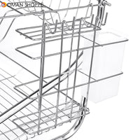 2-Tier Dish Rack Drain Drainer Home Kitchen Cup Dish Drying Plate Cutlery Holder Kitchen Storage Rack